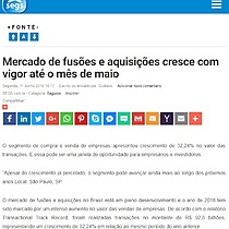 Mercado de fuses e aquisies cresce com vigor at o ms de maio
